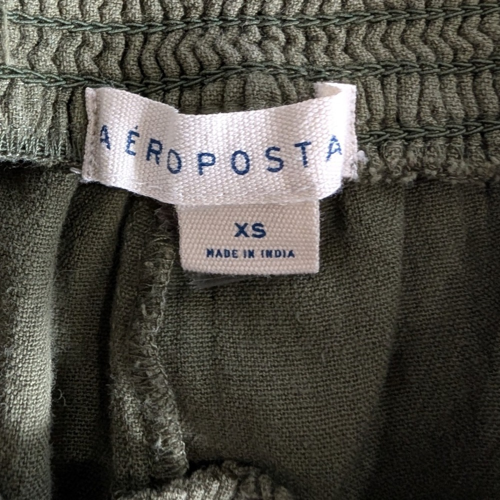 Aeropastle Women's Olive Green Jogger Pants Elastic‎ Waist Cropped Size XS - Picture 7 of 7